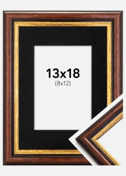 Ramme Siljan Brun 13x18 cm - Passepartout Sort 9x13 cm