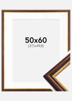 Ramme Siljan Brun 50x60 cm - Passepartout Hvid 15x20 inches