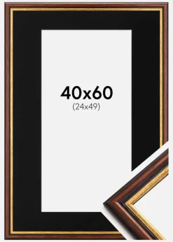Ramme Siljan Brun 40x60 cm - Passepartout Sort 25x50 cm