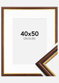 Ramme Siljan Brun 40x50 cm - Passepartout Hvid 27,5x37 cm