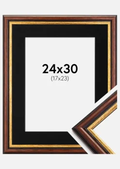 Ramme Siljan Brun 24x30 cm - Passepartout Sort 18x24 cm