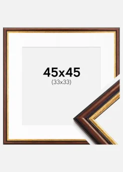 Ramme Siljan Brun 45x45 cm - Passepartout Hvid 34x34 cm