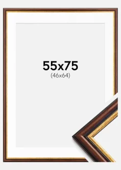 Ramme Siljan Brun 55x75 cm - Passepartout Hvid 47x65 cm