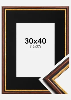 Ramme Siljan Brun 30x40 cm - Passepartout Sort 20x28 cm