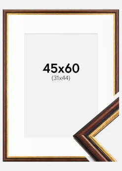 Ramme Siljan Brun 45x60 cm - Passepartout Hvid 32x45 cm