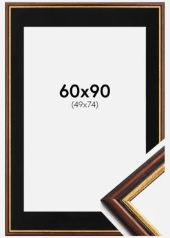 Ramme Siljan Brun 60x90 cm - Passepartout Sort 50x75 cm
