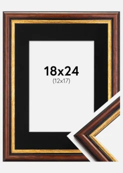 Ramme Siljan Brun 18x24 cm - Passepartout Sort 13x18 cm