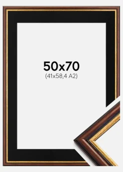 Ramme Siljan Brun 50x70 cm - Passepartout Sort 42x59,4 cm (A2)