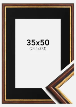 Ramme Siljan Brun 35x50 cm - Passepartout Sort 10x15 inches