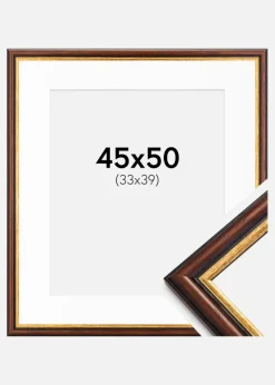 Ramme Siljan Brun 45x50 cm - Passepartout Hvid 34x40 cm