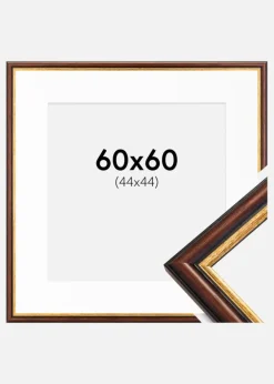 Ramme Siljan Brun 60x60 cm - Passepartout Hvid 45x45 cm