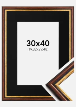 Ramme Siljan Brun 30x40 cm - Passepartout Sort 8x12 inches
