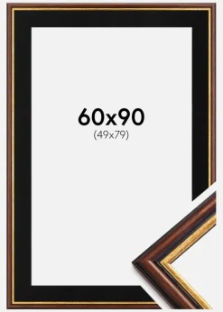 Ramme Siljan Brun 60x90 cm - Passepartout Sort 50x80 cm