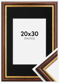 Ramme Siljan Brun 20x30 cm - Passepartout Sort 15x21 cm (A5)