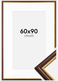 Ramme Siljan Brun 60x90 cm - Passepartout Hvid 40x70 cm