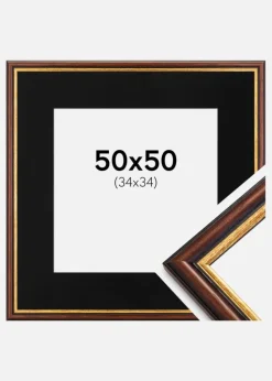 Ramme Siljan Brun 50x50 cm - Passepartout Sort 35x35 cm