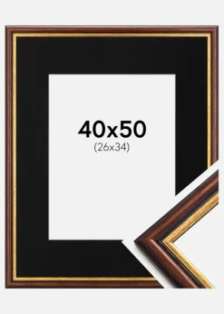 Ramme Siljan Brun 40x50 cm - Passepartout Sort 27x35 cm