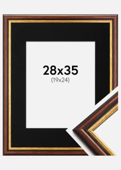 Ramme Siljan Brun 28x35 cm - Passepartout Sort 20x25 cm