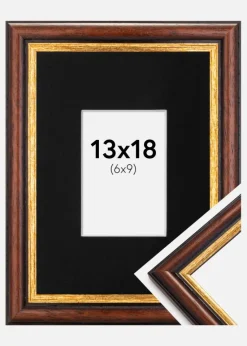 Ramme Siljan Brun 13x18 cm - Passepartout Sort 7x10 cm