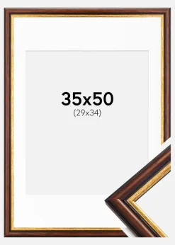 Ramme Siljan Brun 35x50 cm - Passepartout Hvid 30x35 cm
