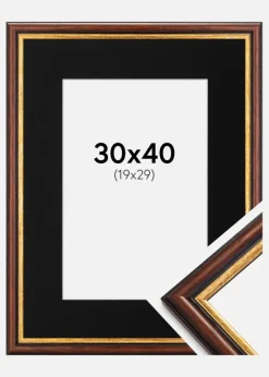 Ramme Siljan Brun 30x40 cm - Passepartout Sort 20x30 cm