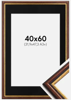 Ramme Siljan Brun 40x60 cm - Passepartout Sort 32,9x48,3 cm (A3+)