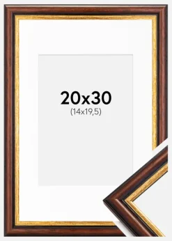 Ramme Siljan Brun 20x30 cm - Passepartout Hvid 15x21 cm (A5)