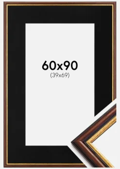 Ramme Siljan Brun 60x90 cm - Passepartout Sort 40x70 cm