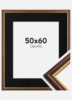 Ramme Siljan Brun 50x60 cm - Passepartout Sort 37x46 cm