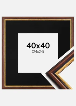 Ramme Siljan Brun 40x40 cm - Passepartout Sort 25x25 cm
