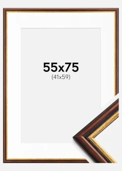 Ramme Siljan Brun 55x75 cm - Passepartout Hvid 42x60 cm