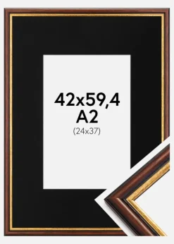 Ramme Siljan Brun 42x59,4 cm (A2) - Passepartout Sort 25x38 cm