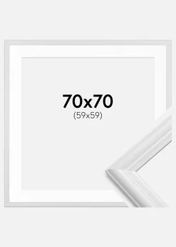 Ramme Siljan Hvid 70x70 cm - Passepartout Hvid 60x60 cm