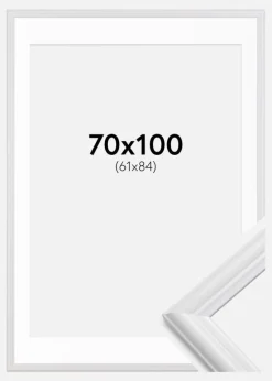 Ramme Siljan Hvid 70x100 cm - Passepartout Hvid 62x85 cm