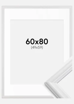 Ramme Siljan Hvid 60x80 cm - Passepartout Hvid 50x60 cm
