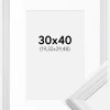 Ramme Siljan Hvid 30x40 cm - Passepartout Hvid 8x12 inches
