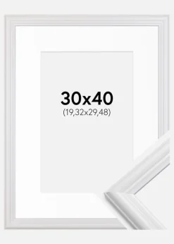 Ramme Siljan Hvid 30x40 cm - Passepartout Hvid 8x12 inches
