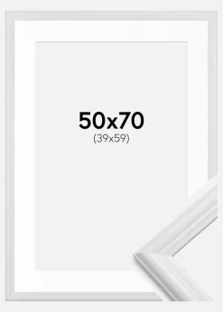 Ramme Siljan Hvid 50x70 cm - Passepartout Hvid 40x60 cm