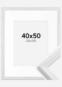 Ramme Siljan Hvid 40x50 cm - Passepartout Hvid 27x35 cm