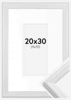 Ramme Siljan Hvid 20x30 cm - Passepartout Hvid 10x20 cm