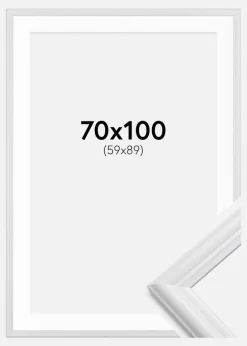 Ramme Siljan Hvid 70x100 cm - Passepartout Hvid 60x90 cm