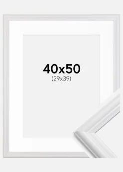Ramme Siljan Hvid 40x50 cm - Passepartout Hvid 30x40 cm