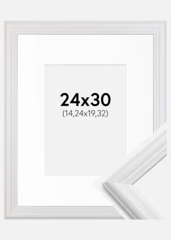 Ramme Siljan Hvid 24x30 cm - Passepartout Hvid 6x8 inches