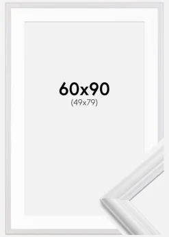Ramme Siljan Hvid 60x90 cm - Passepartout Hvid 50x80 cm