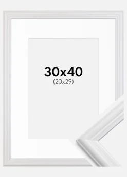 Ramme Siljan Hvid 30x40 cm - Passepartout Hvid 21x30 cm