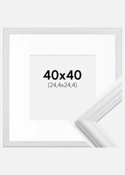 Ramme Siljan Hvid 40x40 cm - Passepartout Hvid 10x10 inches