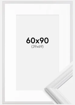 Ramme Siljan Hvid 60x90 cm - Passepartout Hvid 40x70 cm