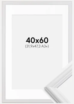 Ramme Siljan Hvid 40x60 cm - Passepartout Hvid 32,9x48,3 cm (A3+)
