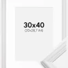 Ramme Siljan Hvid 30x40 cm - Passepartout Hvid 21x29,7 cm (A4)