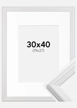 Ramme Siljan Hvid 30x40 cm - Passepartout Hvid 20x28 cm
